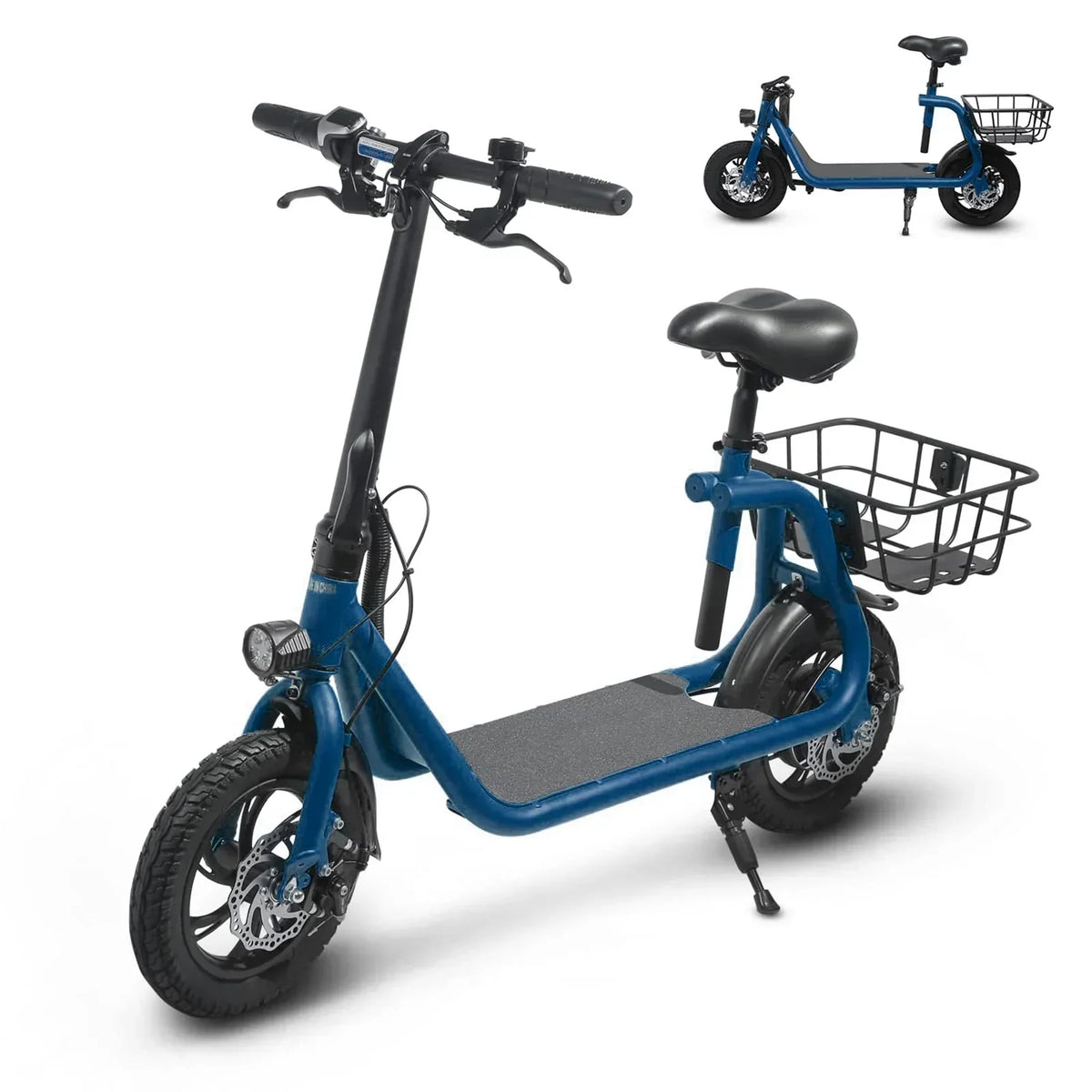 Patinete eléctrico plegable para adultos con asiento. motor sin escobillas de 450 W. neumáticos todoterreno de 12 pulgadas. autonomía de 32 km. ligero