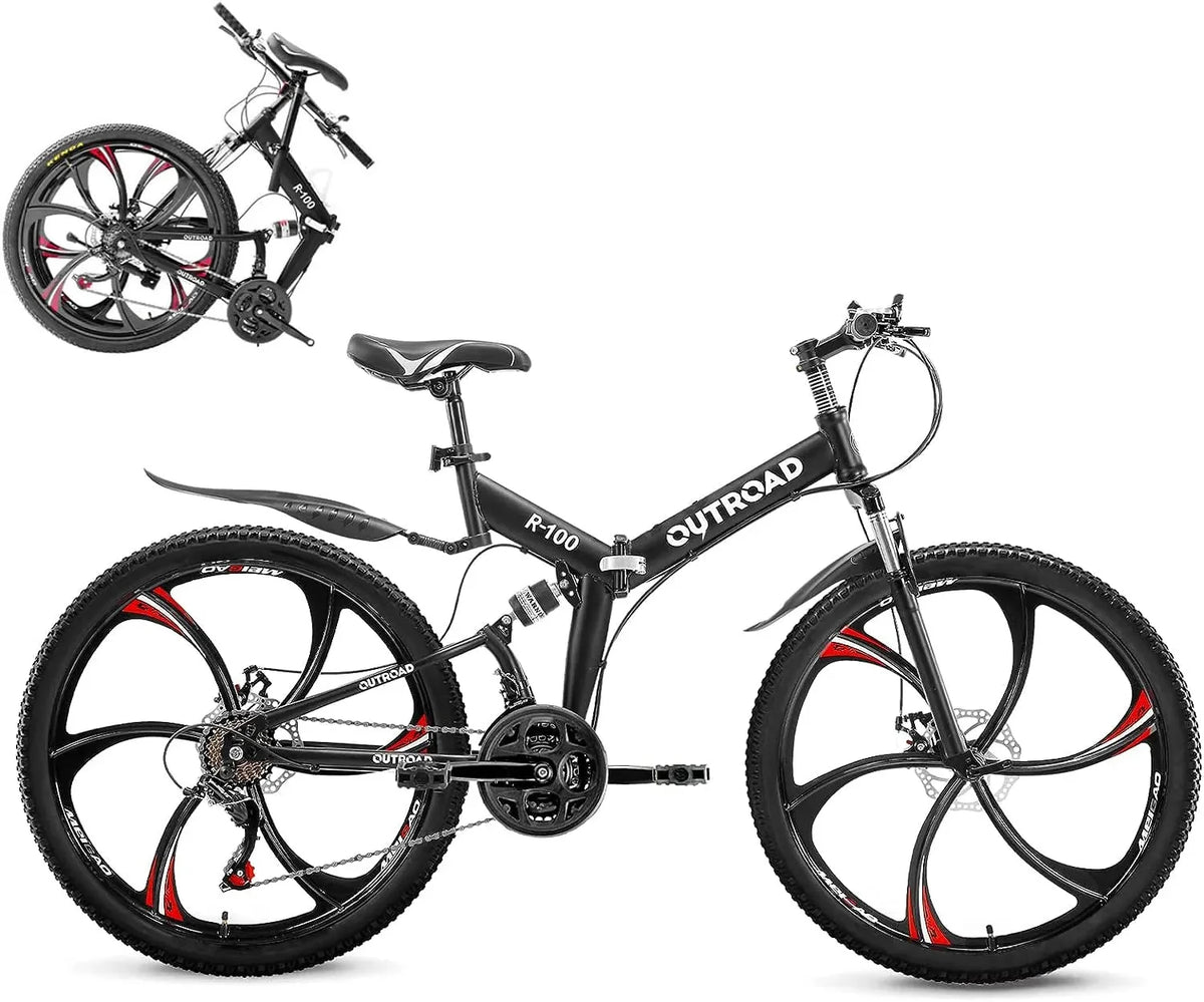26-Inch Folding Mountain Bike for Adults. 21-Speed. Dual Suspension