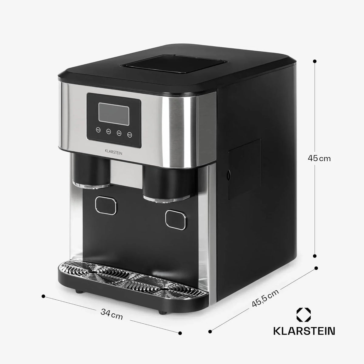 Klarstein Maquina de Hielo Doméstica. 1.8L. Gris oscuro. Ice Maker Encimera 15 kg. para Hacer Cubitos de Hielo y Picado en Casa. con Panel Táctil y