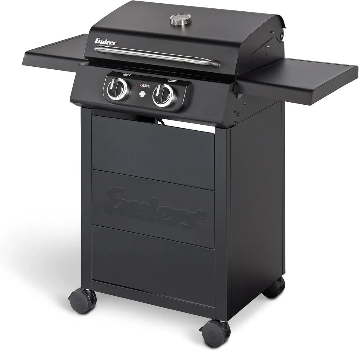 Enders Elektrogrill eCRAVE 2. mit Gussrost. Grillwagen mit viel Stauraum. SIMPLE CLEAN Reinigungssystem. 2 leistungsstarke Heizelemente. formstabile
