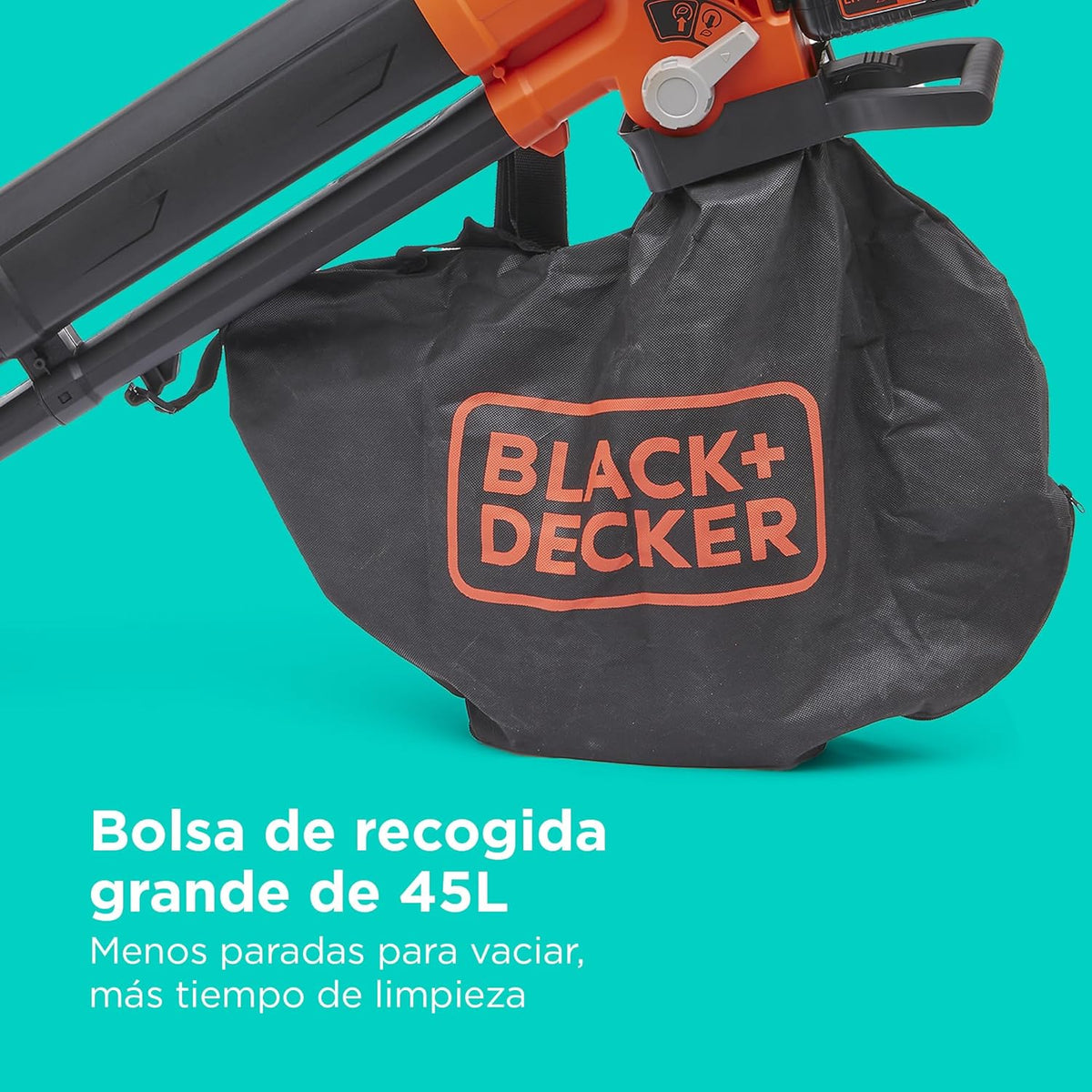 BLACK+DECKER Sopladora. aspiradora y trituradora de Hojas sin Cable de 36v. con Bolsa de recolección de 45L y batería de Litio de 2.5Ah. BCBLV3625L1-
