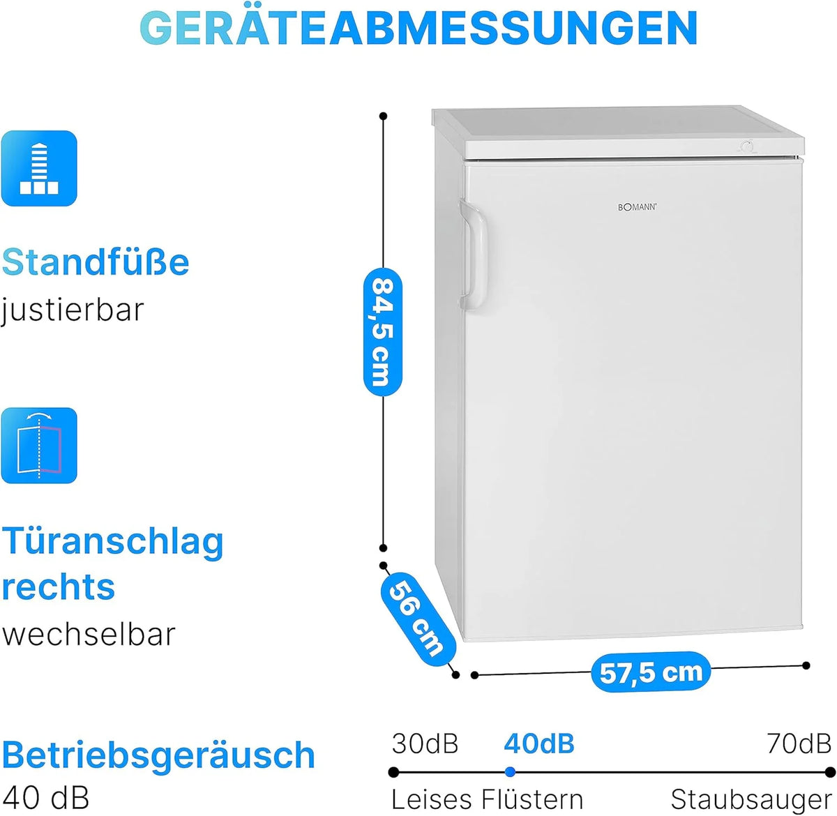 Bomann Gefrierschrank 85L Nutzinhalt. Gefrierschrank klein mit 3 Schubladen. wechselbarer Türanschlag. Freezer mit 4 Sterne-Kennzeichnung. leise &