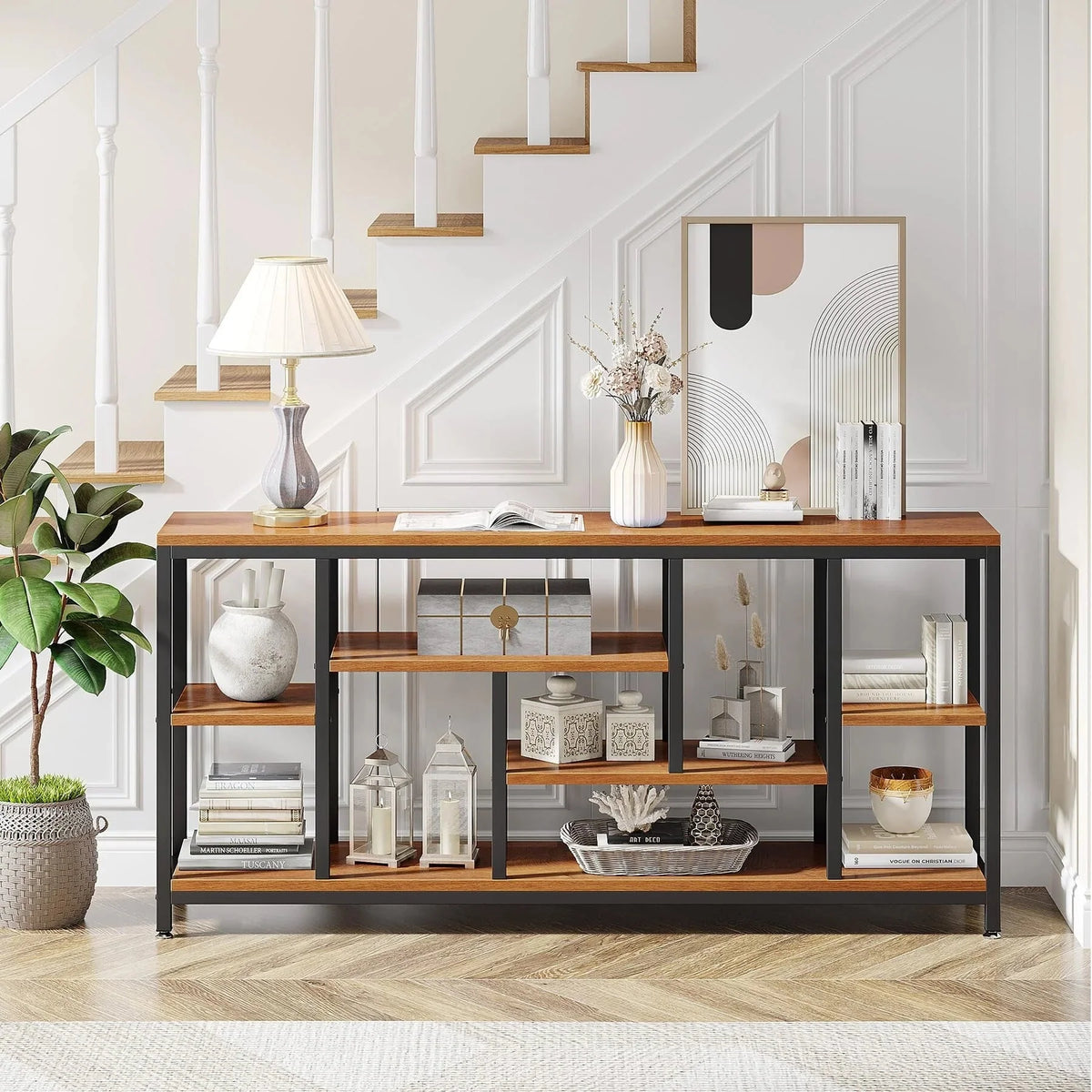 70.9 Inch Console Sofa Table with Storage. 3-Tier Entryway Table for Hallway