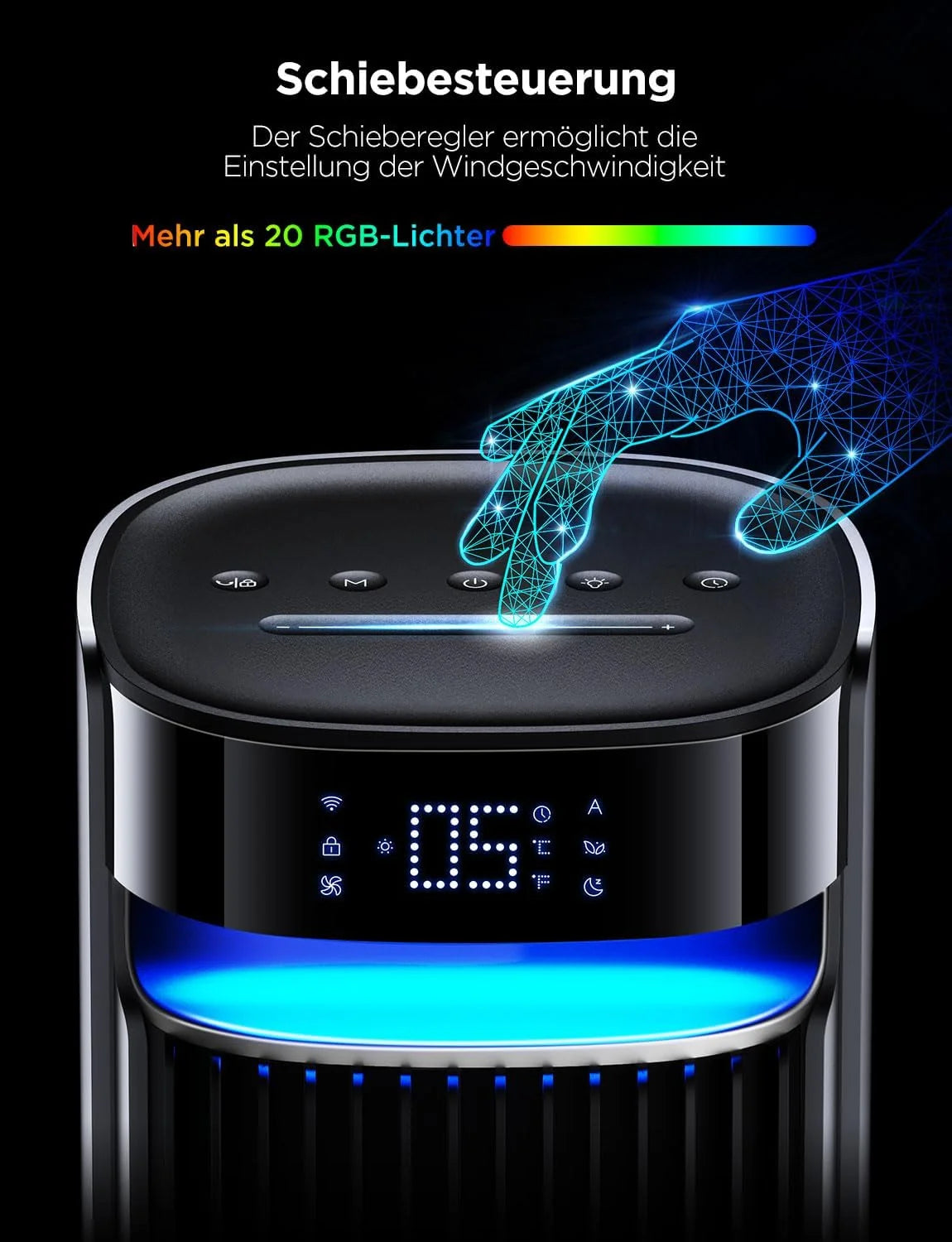 GoveeLife 27 dB leiser Ventilator. 12 Geschwindigkeiten bis zu 8 m/s. 5 Modi. 24-Stunden-Timer. intelligenter Turmventilator mit 150°-Oszillation. APP