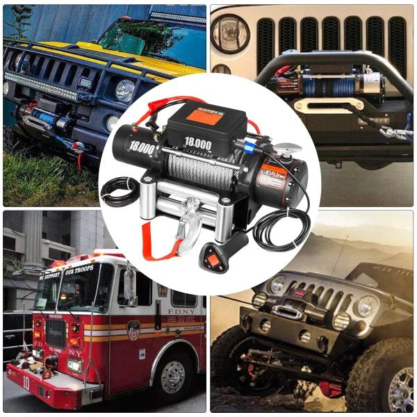 18.000 LBS Electric Winch. 12V Steel Cable Winch. Off-Road Towing Winch for ATV. UTV. Truck and Trailer