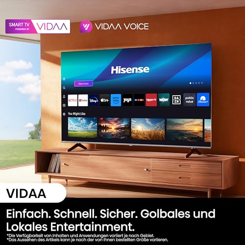 Hisense 43E6NT 108cm (43 Zoll) Fernseher. 4K UHD Smart TV. Precision Colour. HDR. Dolby Vision. 60Hz. Triple Tuner DVB-C/S/S2/T/T2. WiFi. HDMI 2.1.