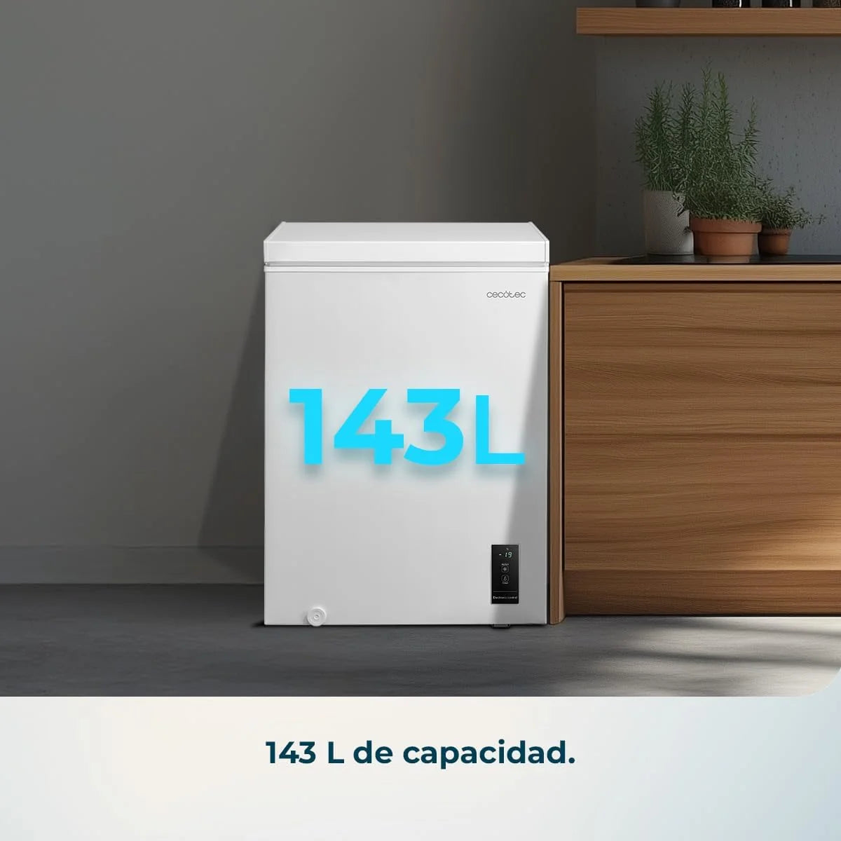 Cecotec Congelador Horizontal 143L Bolero CoolMarket Chest 143P White E. Cesta con Asas. Control Electrónico LED. UltraContact D-Cool. Dual Function.