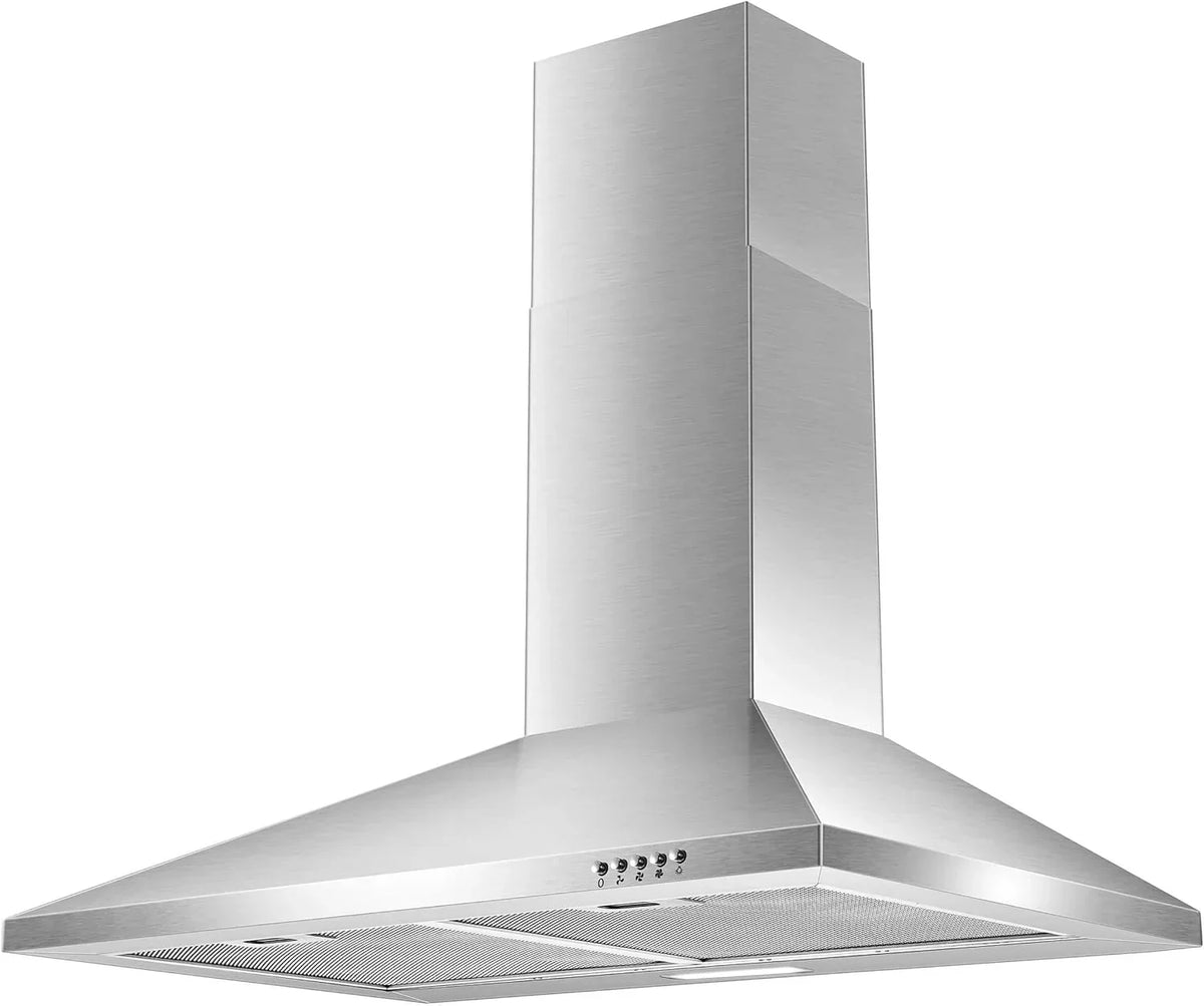 30 Inch Wall Mount Stainless Steel Range Hood. Modern Kitchen Exhaust Vent Hood with LED Light