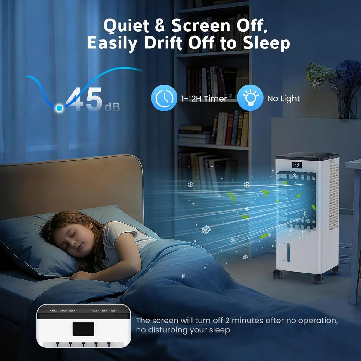 Aire Acondicionado Portátil sin Tubo. Enfriador de Aire Grande 4 en 1. 4 Modos 3 Velocidades. Climatizador Evaporativo 60W. Temporizadores de 1-12 H.