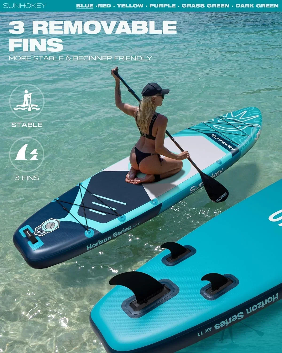 Tabla de Paddle Surf Hinchable 335cm con Accesorios Incluidos de Primera Calidad. Remo Ajustable. Bomba de Mano. Mochila de Transporte. 335 x 86 x 15