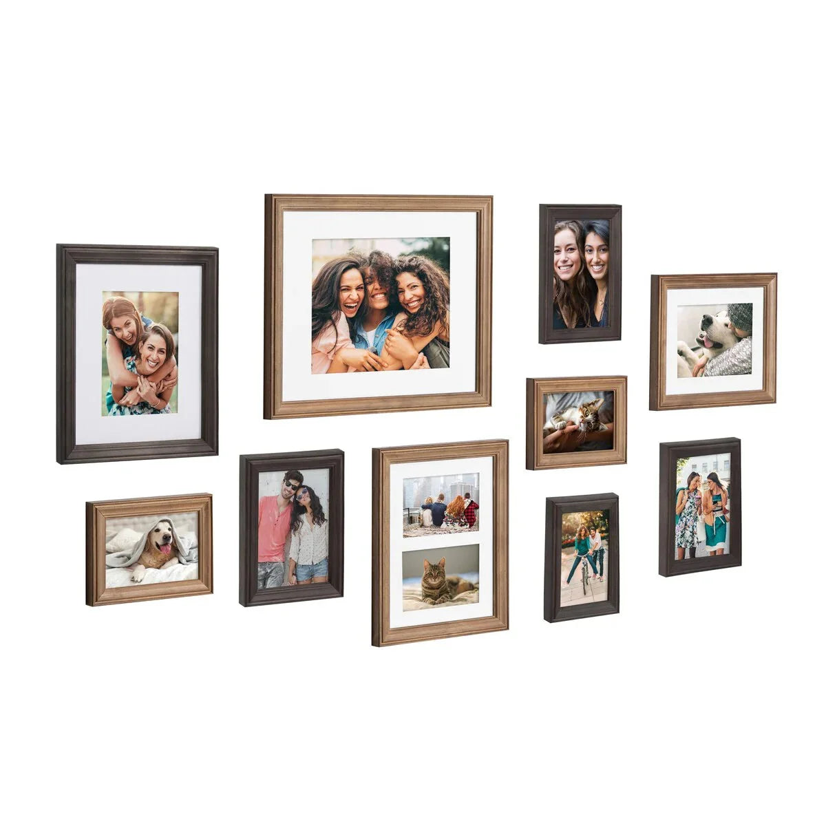 10-Piece Wood Gallery Wall Picture Frame Set. Decorative Photo Display Frames for Living Room. Bedroom and Home Decor