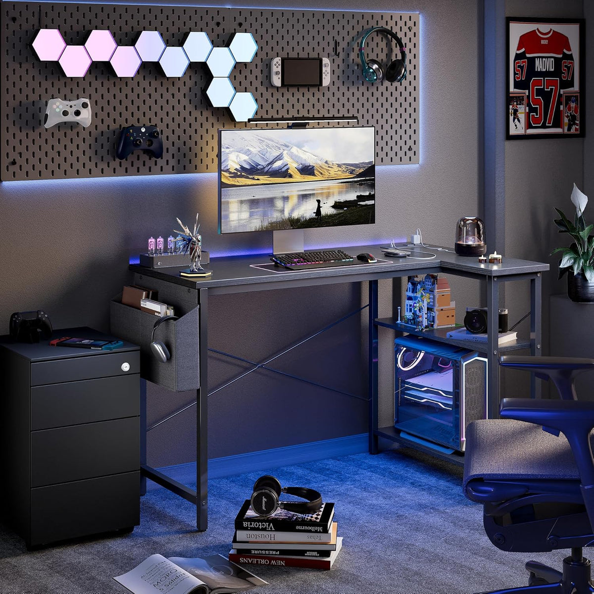 40 Inch L Shaped Computer Desk. Compact Corner Office Desk for Home Office. Study and Small Spaces