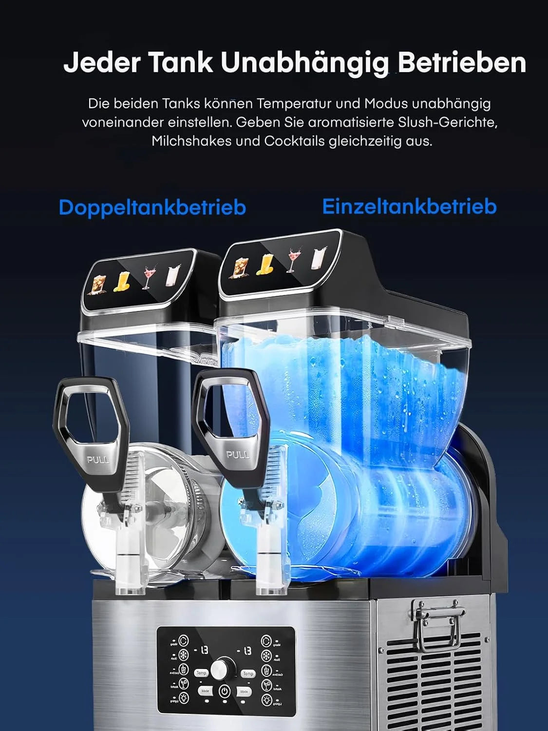 FOHERE Kommerzielle Slush Maschine. 30L Tanks Slush Eis Maschine.Unabhängige Tank Kontrolle. Slushie Maschine für Restaurants Café Bars Party