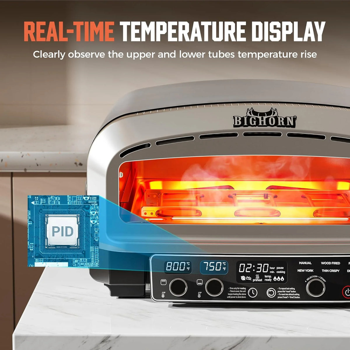 14-Inch Countertop Electric Pizza Oven. Stainless Steel
