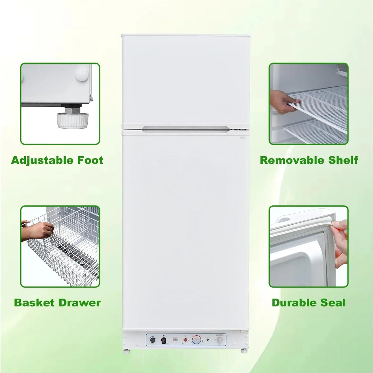 SMETA Nevera Gas con Congelador. 265L (203L+62L). 220V. Refrigerador Congelador Combinado. Refrigerador Camping Gas para Autocaravana. Garaje.