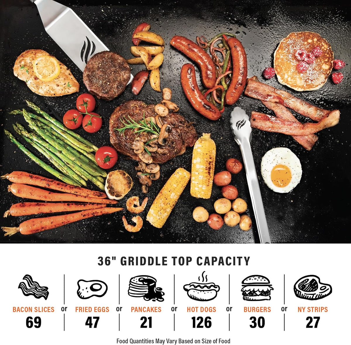 Iron-Forged 36 Omnivore Griddle – Premium Powder-Coated Steel with Reinforced Hood. Black Finish