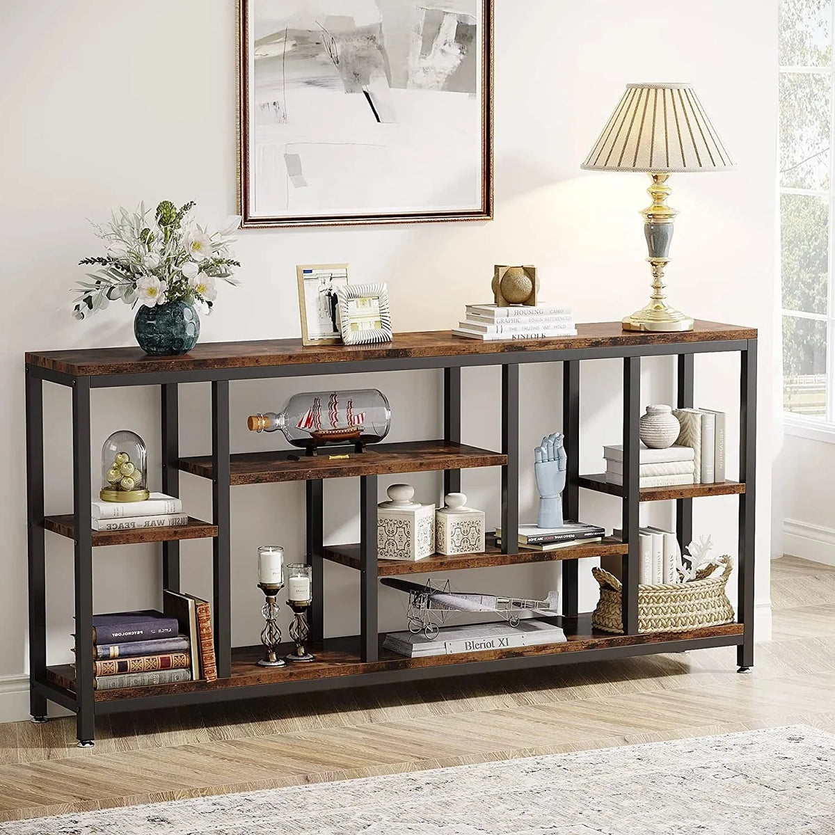 70.9 Inch Console Sofa Table with Storage. 3-Tier Entryway Table for Hallway
