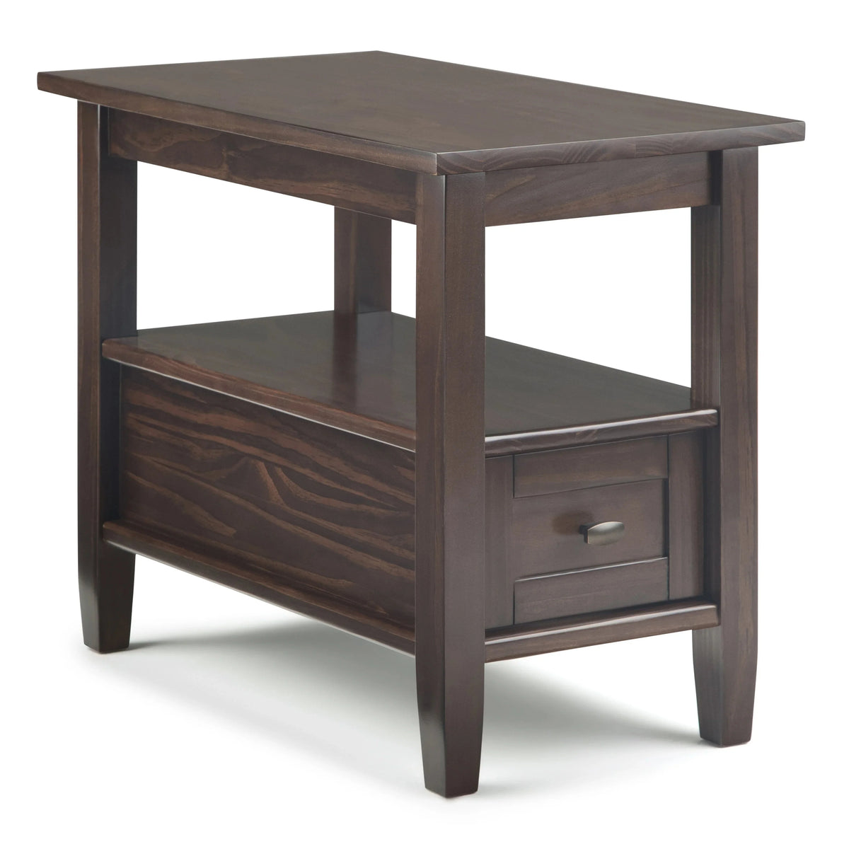 14 Wide Solid Wood Narrow Side Table. Rectangle Transitional Style Accent Table