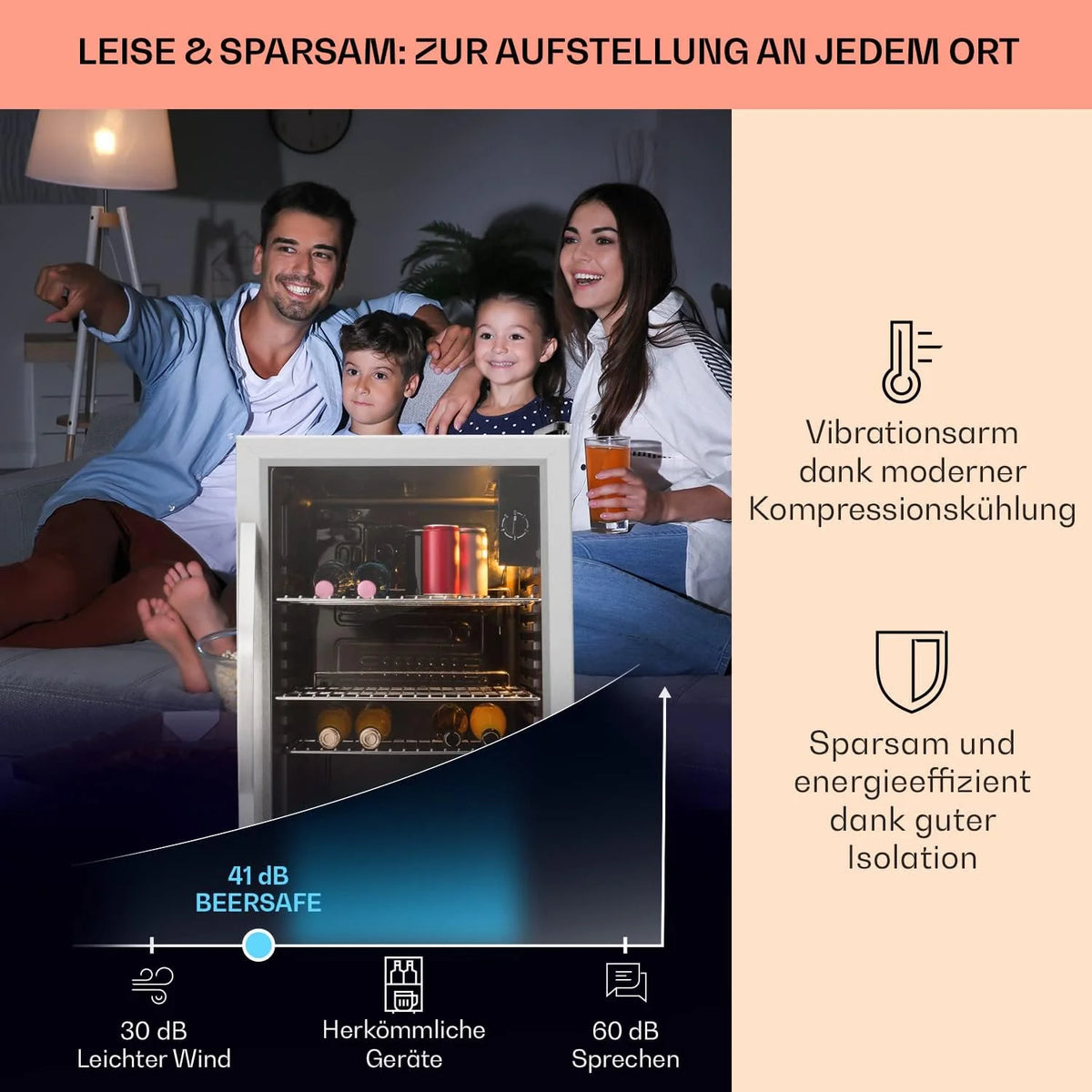 Klarstein Mini Kühlschrank mit Glastür. Mini. für Zimmer. Getränkekühlschrank Klein mit Verstellbaren Ablagen. 80 Liter. Indoor/Outdoor Kühlschrank