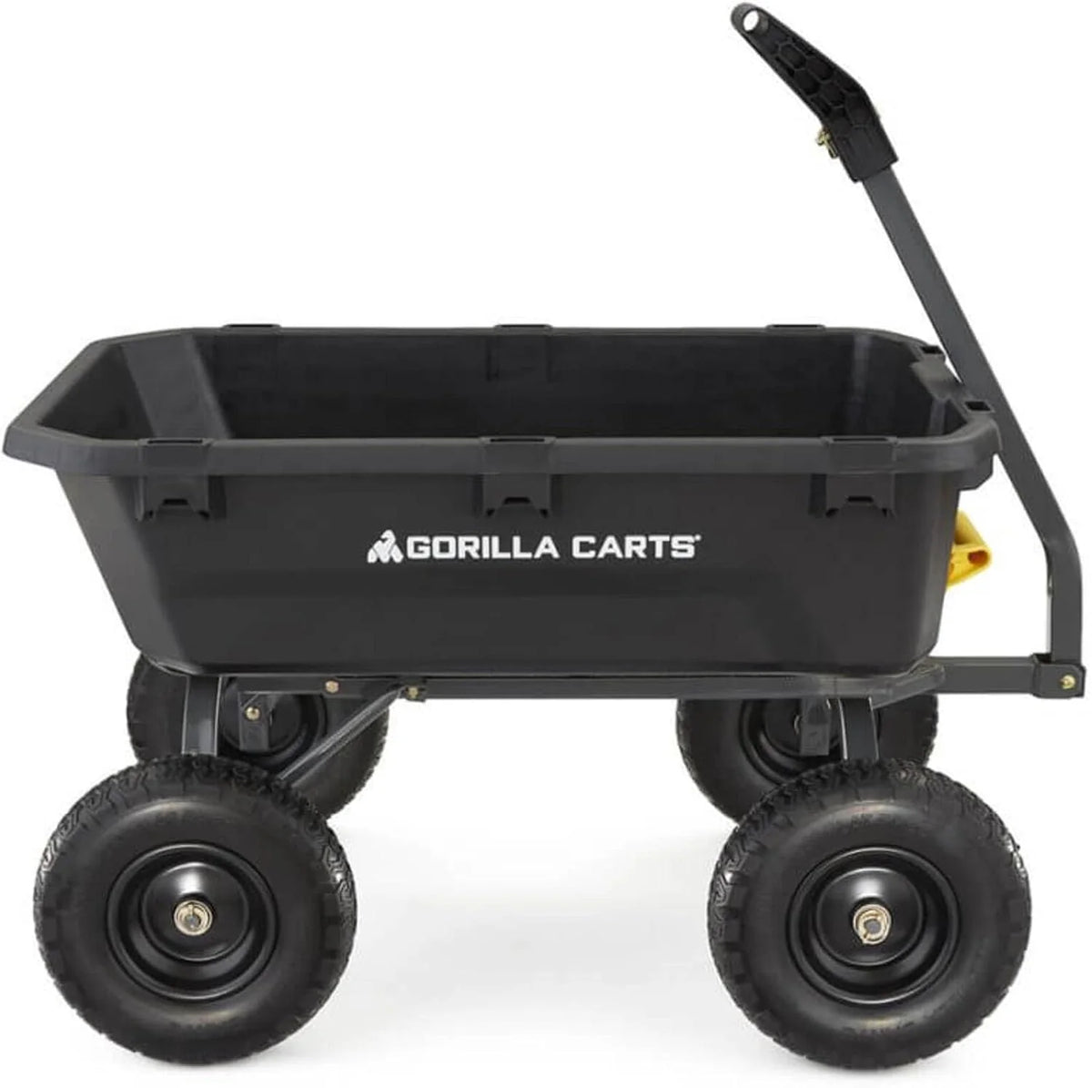 7-Cubic-Foot Poly Dump Garden Cart with No-Flat Tires. 1.200-Lb. Capacity. Black