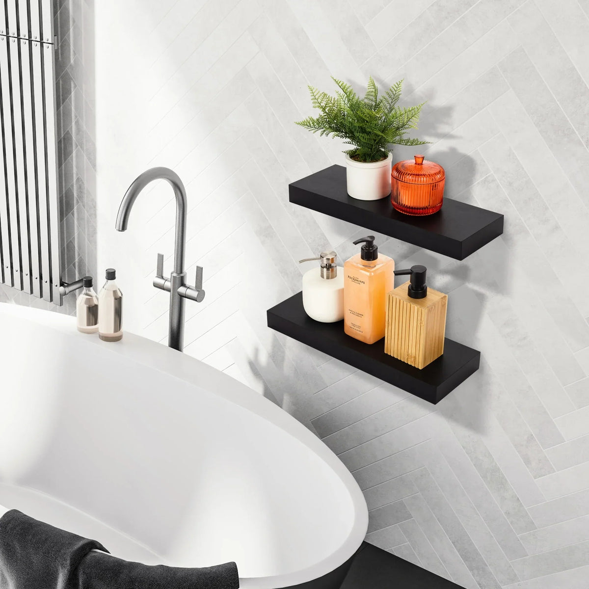 16 Inch Floating Wall Shelves. 3 Pack Farmhouse Hanging Display and Storage Shelves