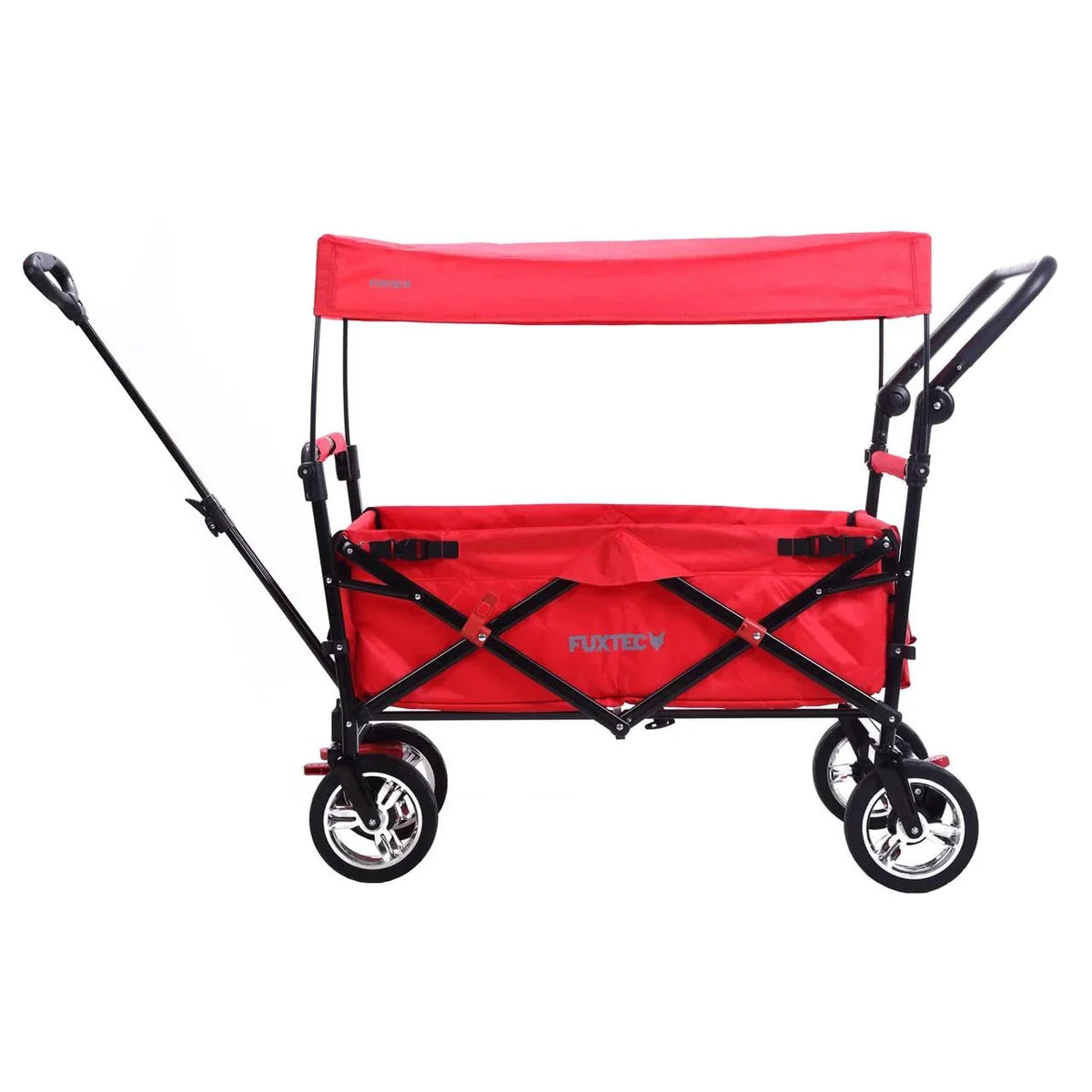 Bollerwagen FUXTEC FX-CT700. Carro Plegable Gris para el Transporte de niños. Ciudad. Campo. Playa o montaña - con Capota Anti-UV. asa de Empuje.