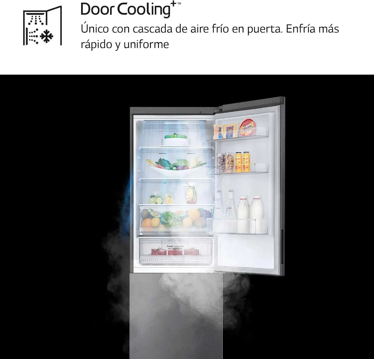 LG GBP61DSXGC - Frigorífico Combi No Frost. Congelador. Compresor Smart Inverter. Color Inox Antihuellas. 186 cm. 341 l