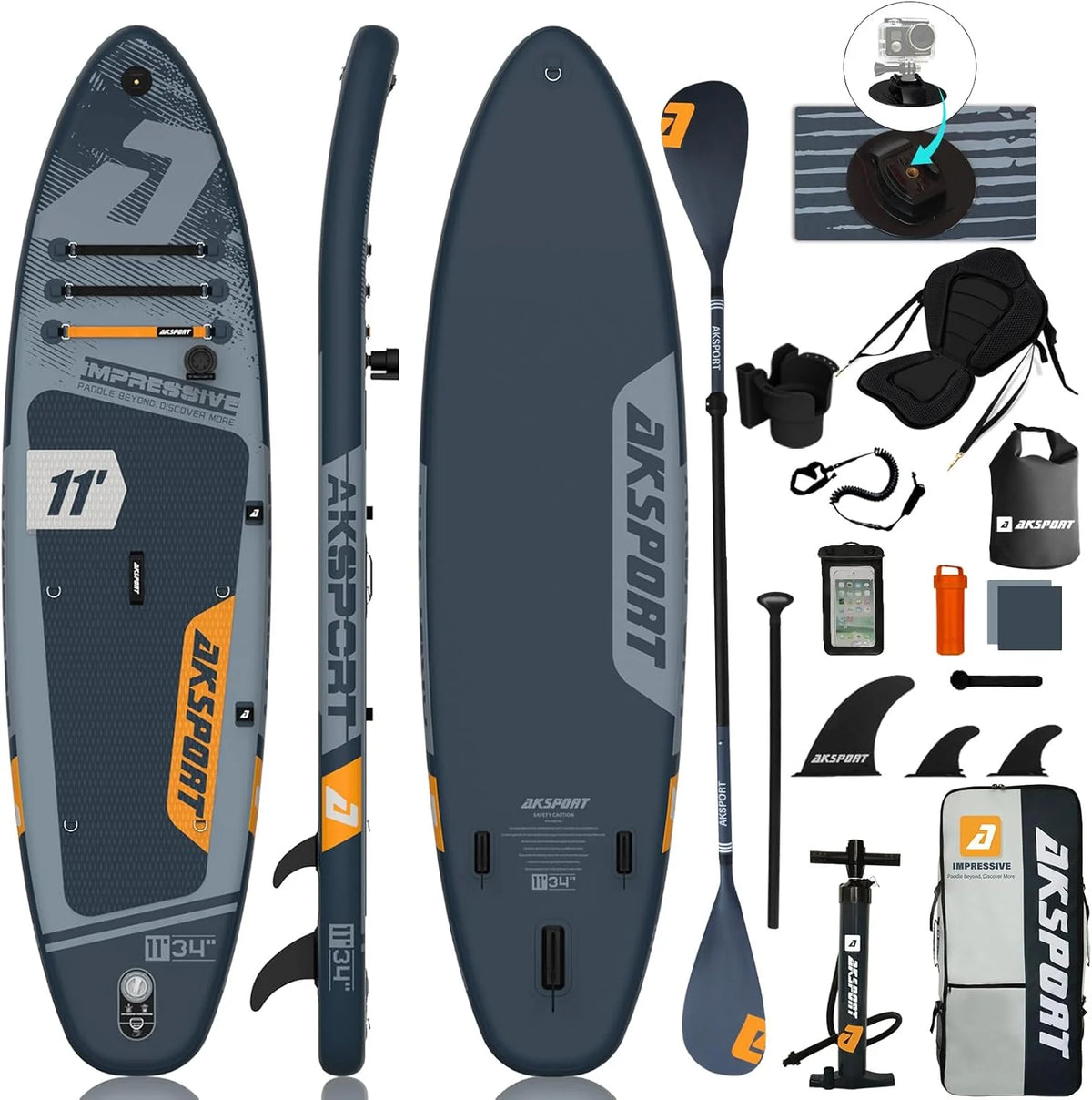 AKSPORT Tabla hinchable de surf de remo. tabla de surf hinchable con todos los accesorios. diseño ancho y estable. tabla antideslizante. tabla de remo