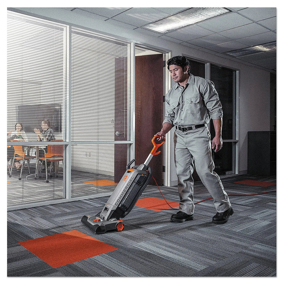 15-Inch Commercial Upright Vacuum Cleaner with Intellibelt. for Carpet and Hard Floors. Gray