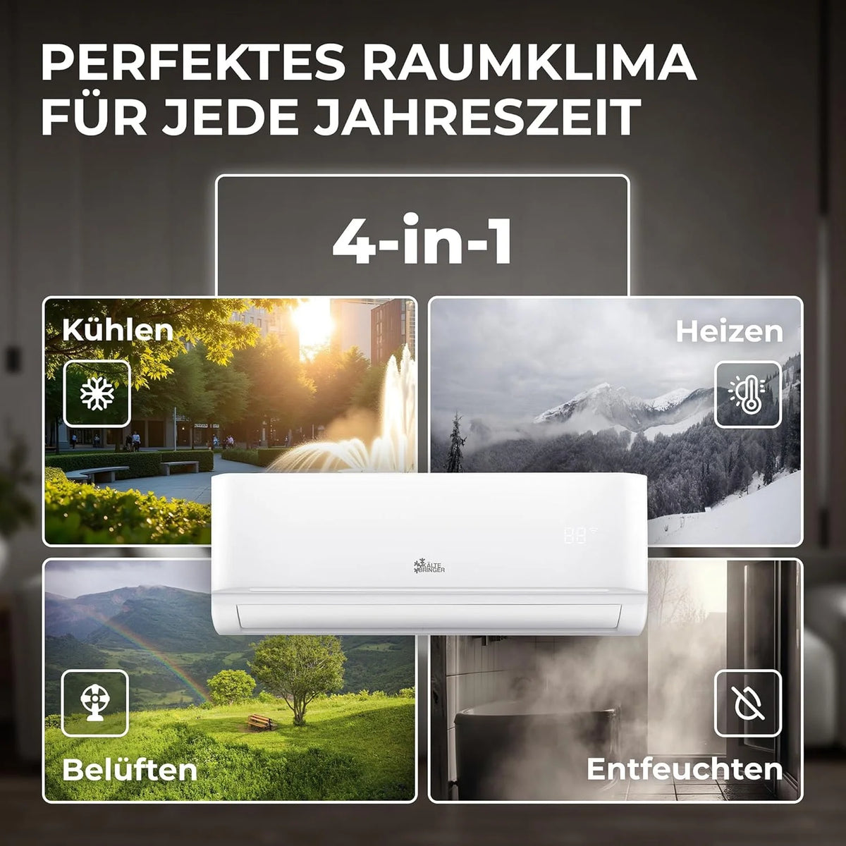 Kältebringer Multisplit Klimaanlage 2 Innengeräte - 18000 BTU - 5.3 kW - Inverter Klimagerät mit Heizfunktion. WiFi und App - sehr leise &