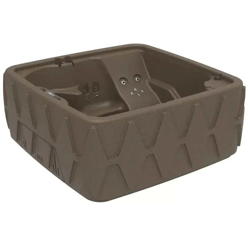4-Person Square Plug-and-Play Hot Tub with Ozonator – 20 Stainless Steel Jets. LED Waterfall. 110V