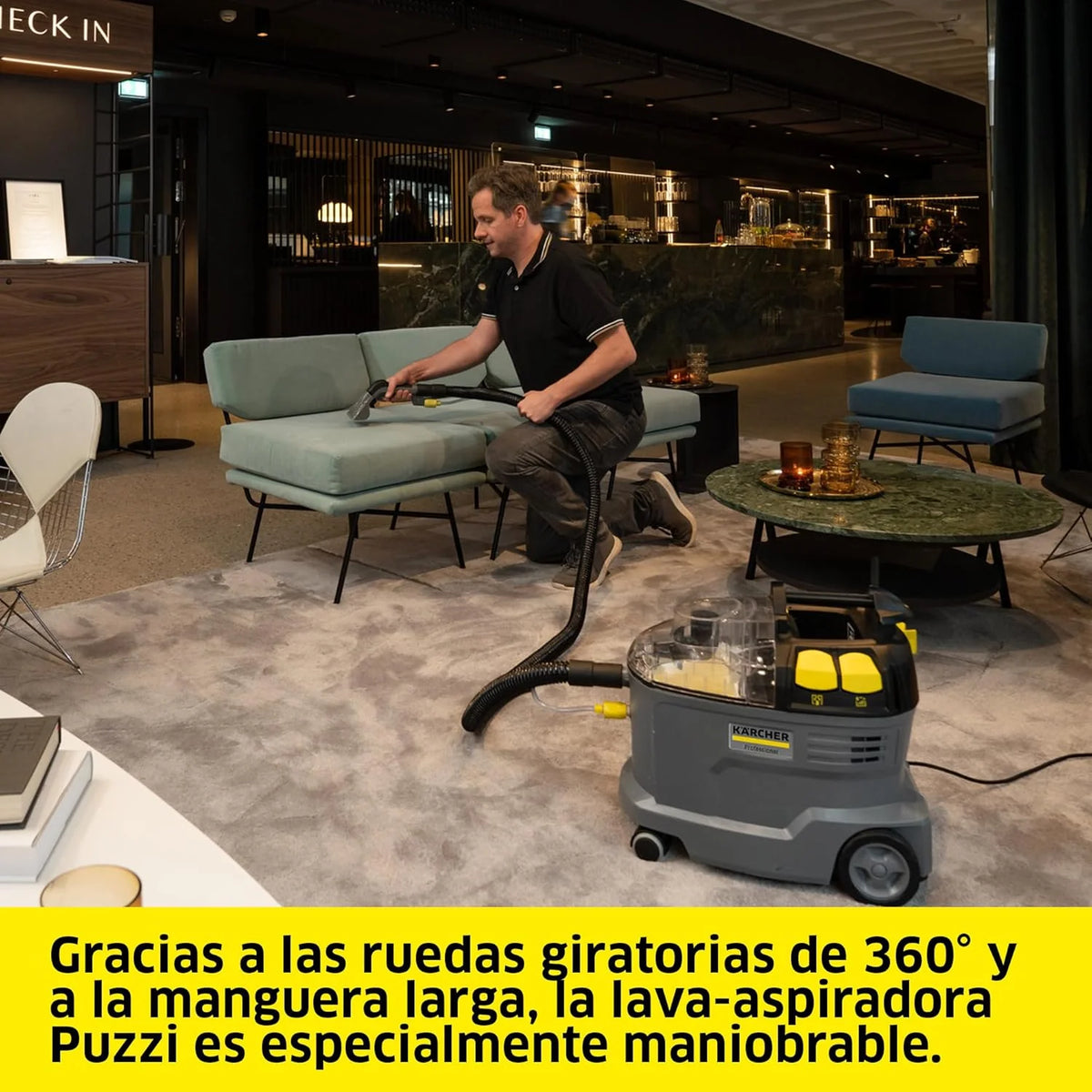 Kärcher Lava-aspiradora Puzzi 8/1. para tapicerías y superficies textiles. depósito: 8 l. caudal de pulverización: 1 l/min. superficie: 12-18 m²/h.