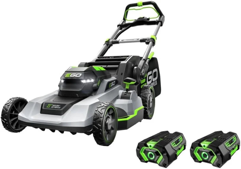 21-Inch 56V Self-Propelled Cordless Lawn Mower with 2 x 4.0Ah Batteries and Rapid Charger. Black