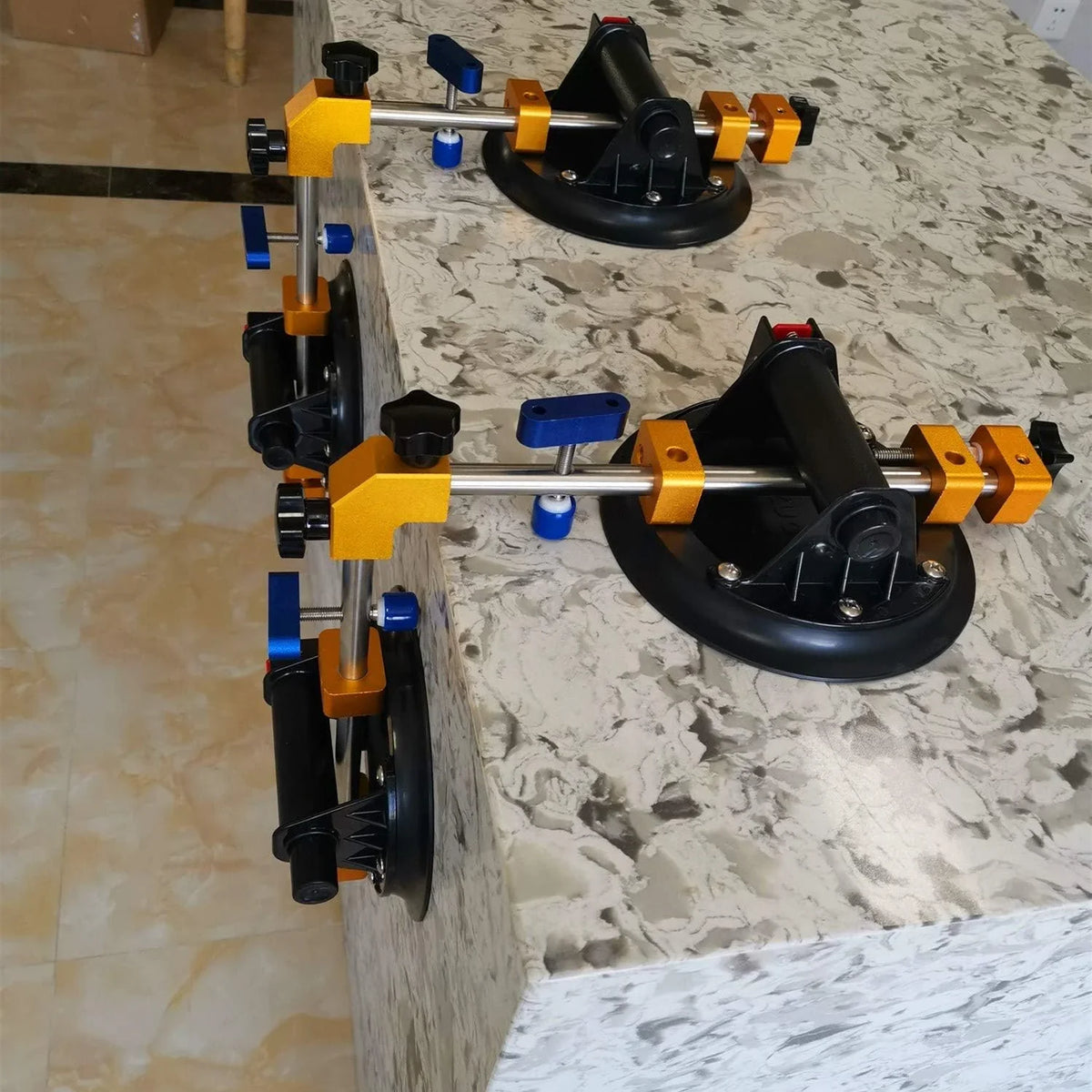 Angle 90 Degree Countertop Seam Setter with 6 Suction Cup for Seam Joining & Leveling/Professional Countertop. granite . Stone. Marble Slab Installation. (2 PACK) (6 seam setter)
