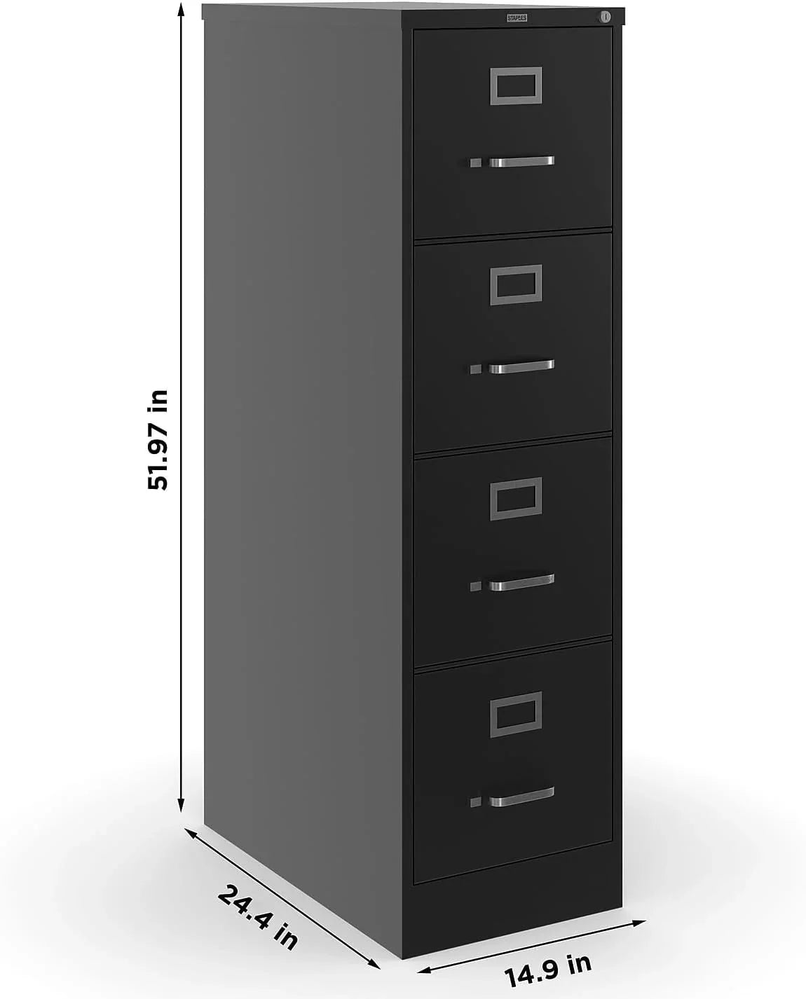 4-Drawer Lockable File Cabinet. Black. 25-Inch D x 15-Inch W