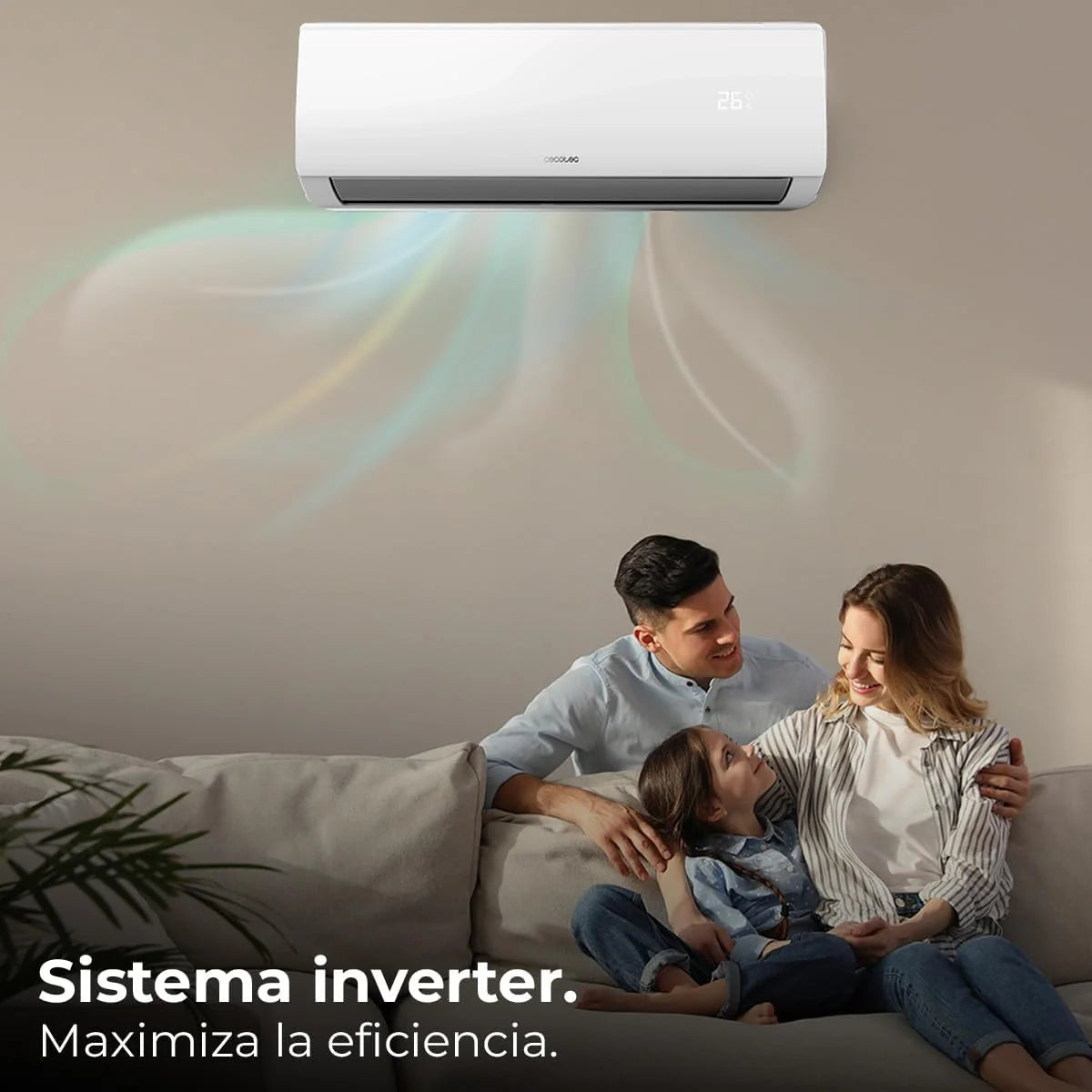 Cecotec Aire Acondicionado Split AirClima 9000 Smartfresh. 9000 BTU. Motor DC. Bomba de Calor. Mando a distancia. Pantalla LED. Sistema Inverter. 5