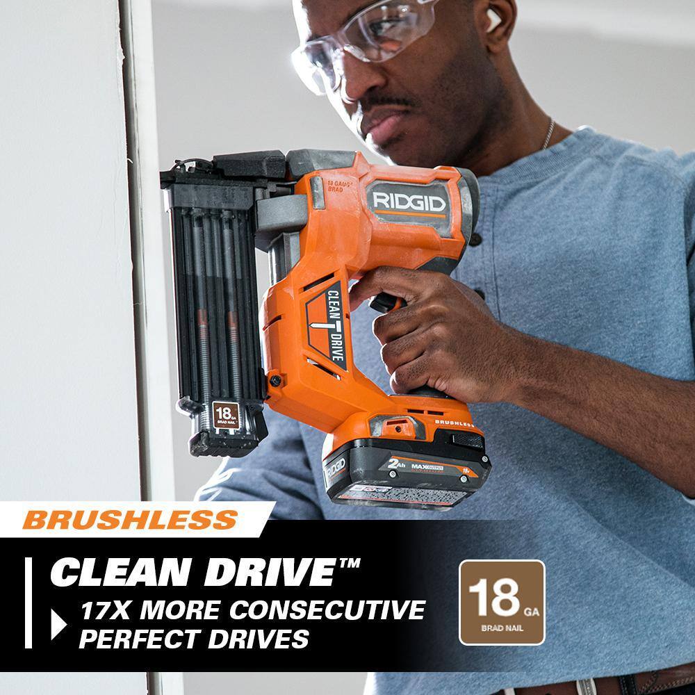18V Brushless Cordless Nailer Combo Kit with Brad and Finish Nailers. Battery and Charger