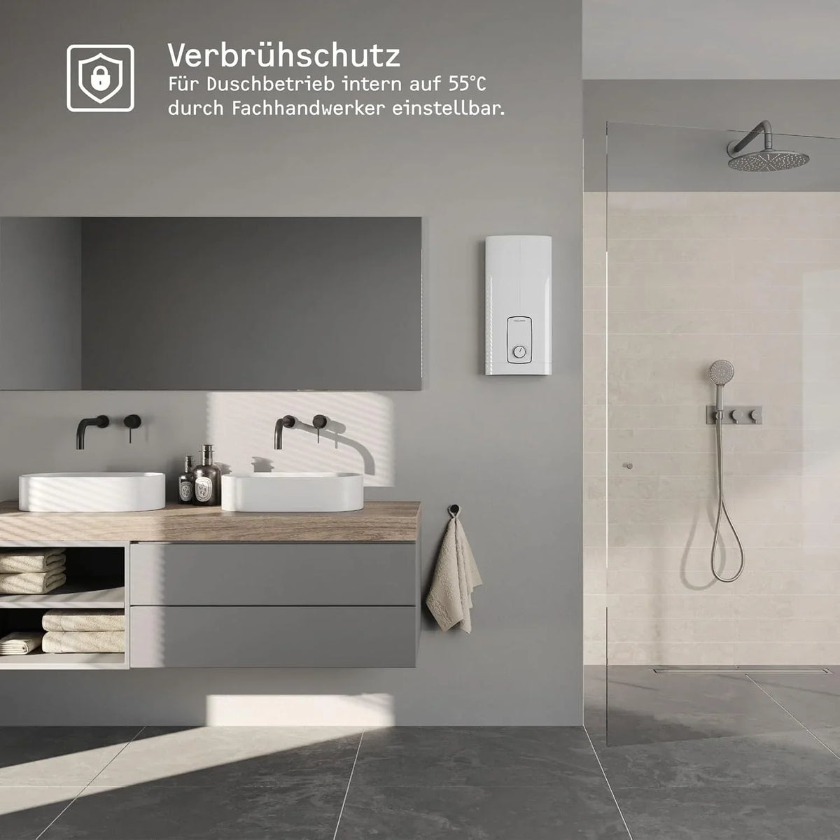 STIEBEL ELTRON Neueste Generation Elektronischer Durchlauferhitzer DHB 27 ST Trend. besonders energiesparend dank 3i-Technologie. gradgenaue