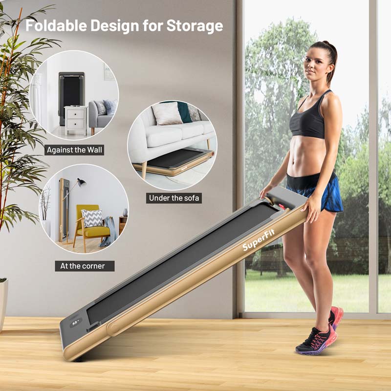 2-in-1 Folding Electric Treadmill. 2.25 HP. Under-Desk. with Dual Display and Smart App Control