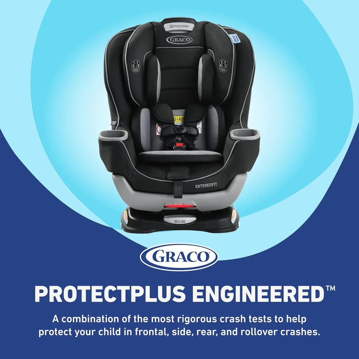 Extend2Fit Convertible Baby Car Seat. Rear and Forward Facing. Adjustable Extension Panel for Extra Legroom. Gotham