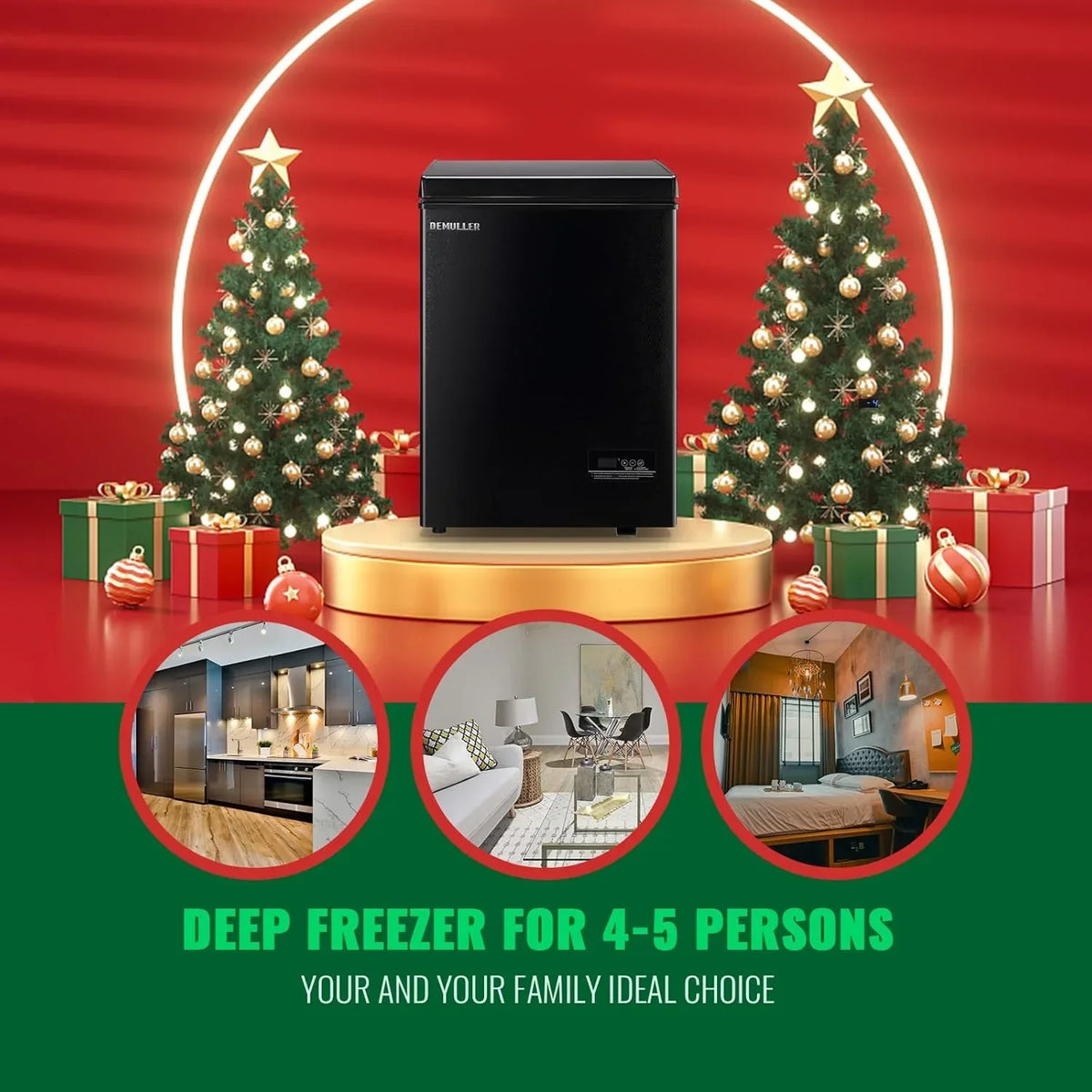 5.0 Cu. Ft. Chest Freezer with 2 Removable Stainless Steel Baskets. Electronic Control. 41°F to -15°F. Black