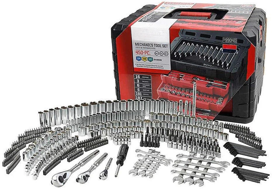 450-Piece Mechanics Tool Set. Ratchet Socket Hand Wrench Toolset