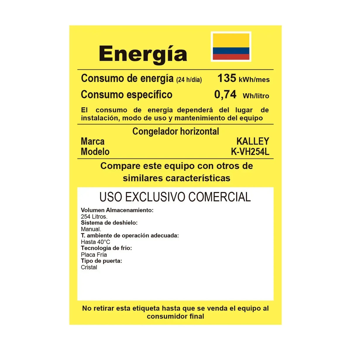 2026 Congelador Blanco 125.5x89 cm de 254 Litros con Dos Compartimientos