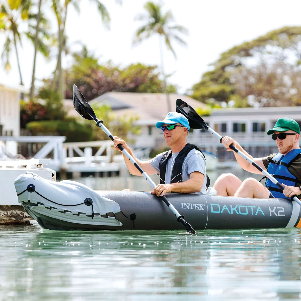 2025 Intex Dakota K2 Kayak inflable de vinilo para 2 personas. con remos y bomba – Caja abierta