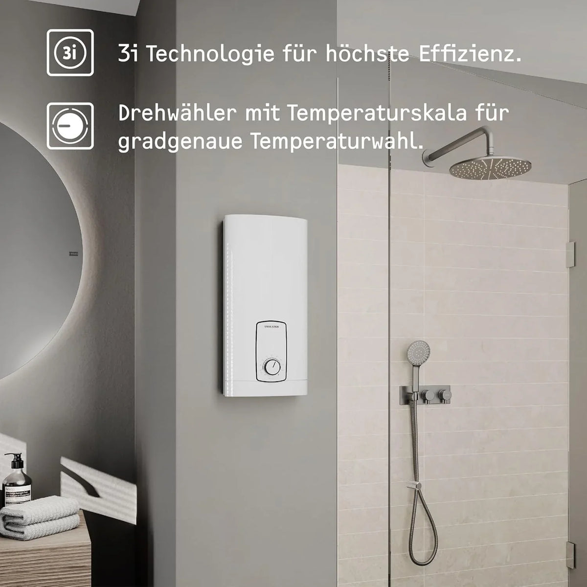 STIEBEL ELTRON Neueste Generation Elektronischer Durchlauferhitzer DHB 27 ST Trend. besonders energiesparend dank 3i-Technologie. gradgenaue