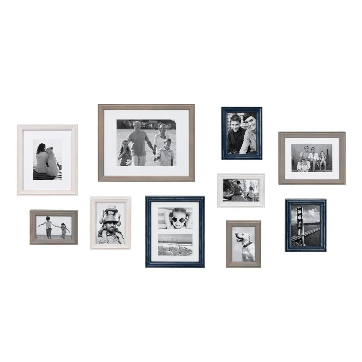 10-Piece Wood Gallery Wall Picture Frame Set. Decorative Photo Display Frames for Living Room. Bedroom and Home Decor