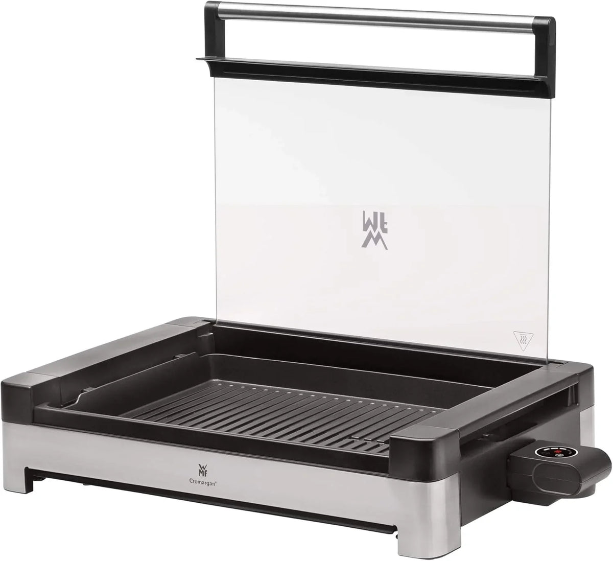 WMF Lono Tischgrill elektrisch mit Glasdeckel. beschichtete Grillplatte. herausnehmbare Auffangschale. spülmaschinenfest. Edelstahl matt. 2200 Watt