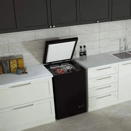 3.5 Cu. Ft. Chest Freezer with 2 Removable Baskets and 7 Temperature Settings. Black