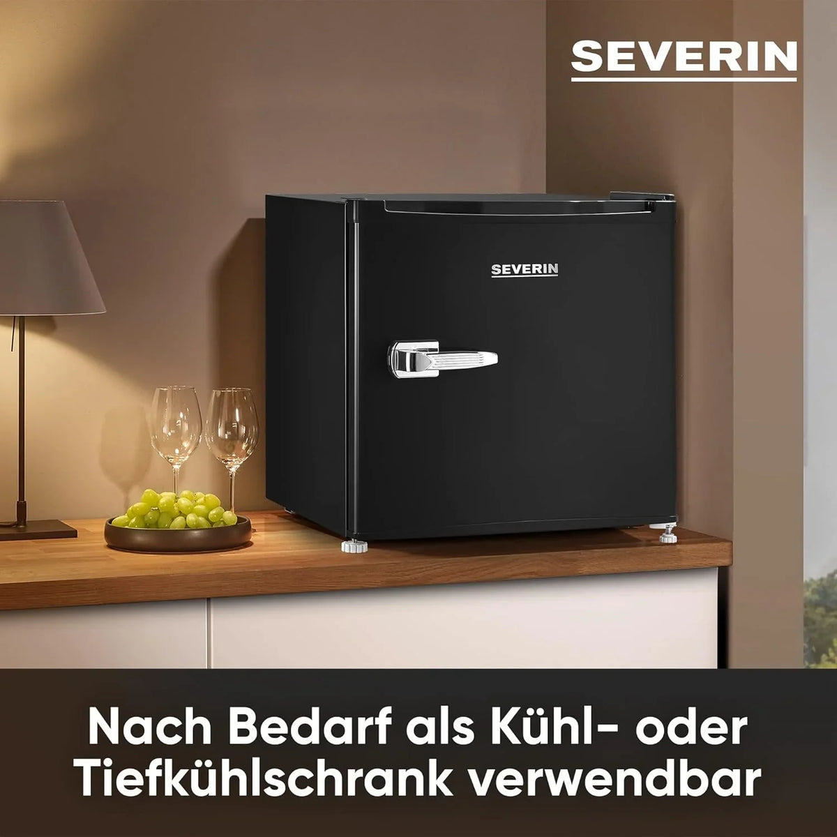 SEVERIN Retro Mini Kühl-/Gefrierbox (31 l). Gefrierschrank klein. Minikühlschrank mit flexibler Temperaturregelung. Tischkühlschrank. schwarz. GB 8880