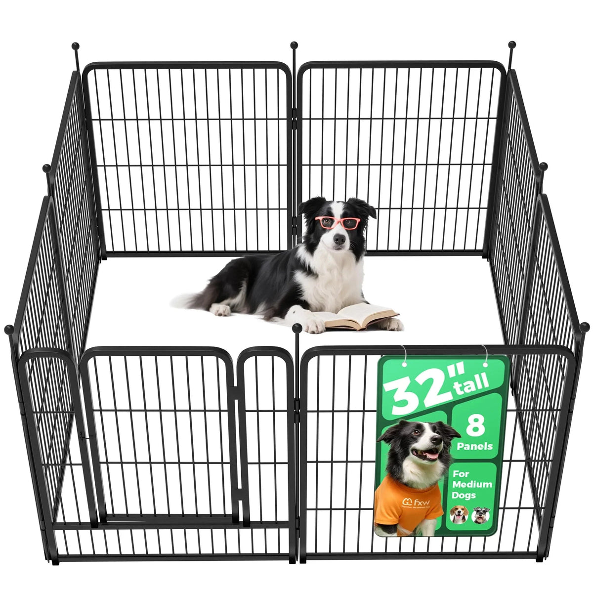 32 Dog Playpen for Small Dogs. Portable Indoor Outdoor Pet Exercise Pen for Puppies and Small Pets